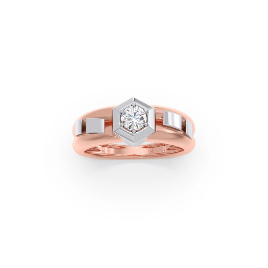 Hexa Halo Two-Tone Engagement Ring