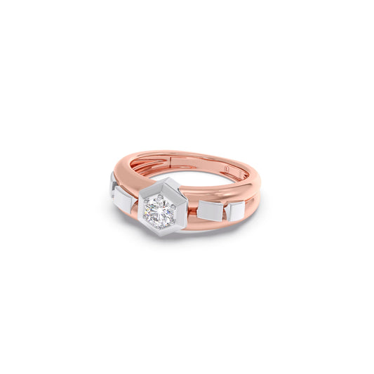 Hexa Halo Two-Tone Engagement Ring
