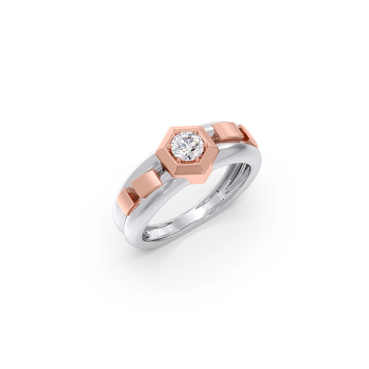 Hexa Halo Two-Tone Engagement Ring