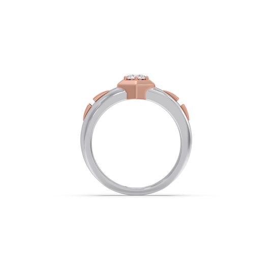 Hexa Halo Two-Tone Engagement Ring
