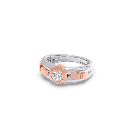 Hexa Halo Two-Tone Engagement Ring