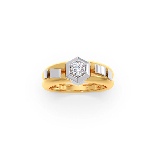 Hexa Halo Two-Tone Engagement Ring