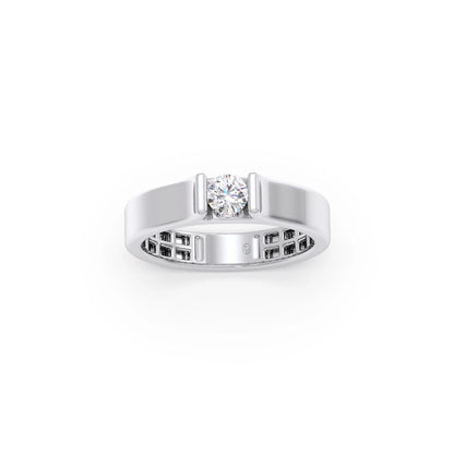 Modern Flat Band with Round Diamond