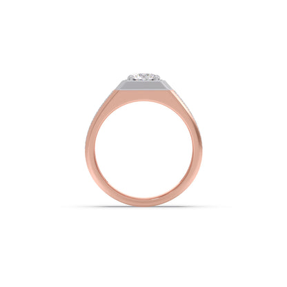 Round Diamond Two tone Men's Solitaire textured Ring