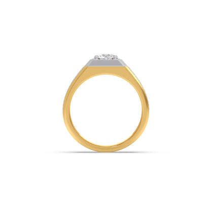 Round Diamond Two tone Men's Solitaire textured Ring