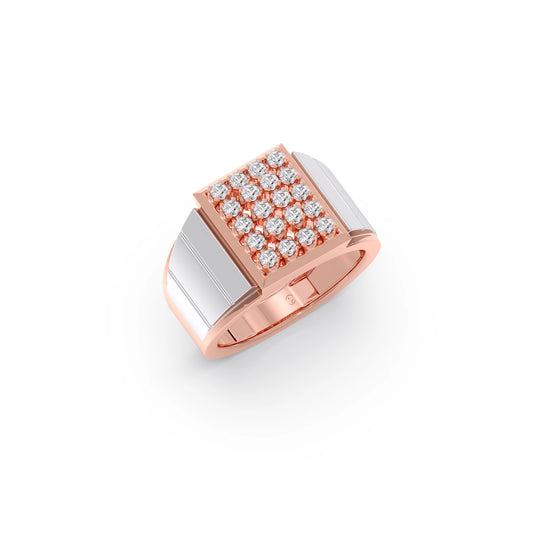 Dual Tone Luxurious Diamond Geometric Men's Band