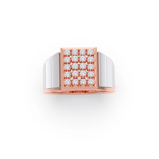 Dual Tone Luxurious Diamond Geometric Men's Band