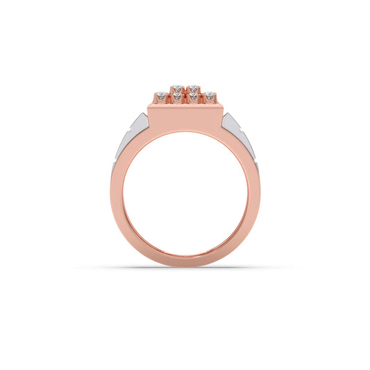 Dual Tone Luxurious Diamond Geometric Men's Band