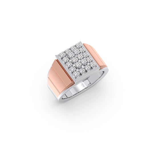Dual Tone Luxurious Diamond Geometric Men's Band