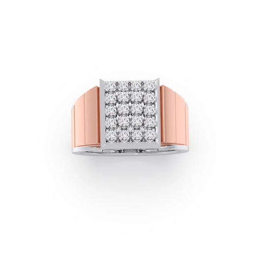 Dual Tone Luxurious Diamond Geometric Men's Band