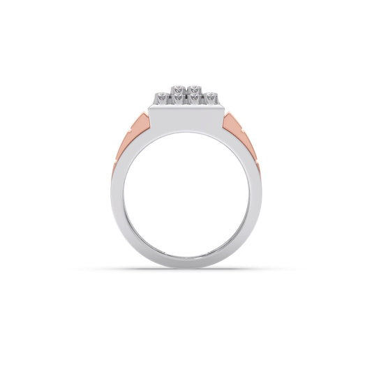 Dual Tone Luxurious Diamond Geometric Men's Band