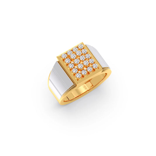 Dual Tone Luxurious Diamond Geometric Men's Band