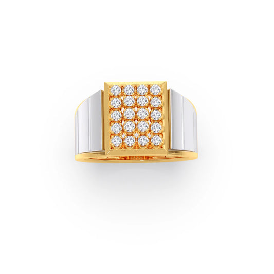 Dual Tone Luxurious Diamond Geometric Men's Band