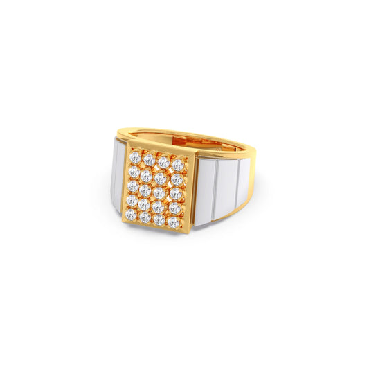 Dual Tone Luxurious Diamond Geometric Men's Band