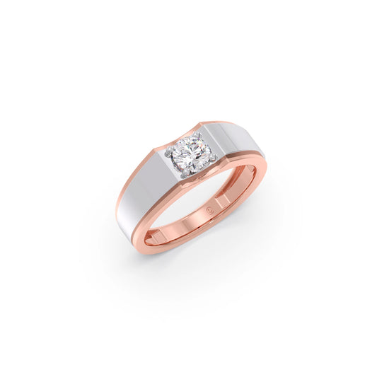 Men's Two-Tone Prong-Set Solitaire Band