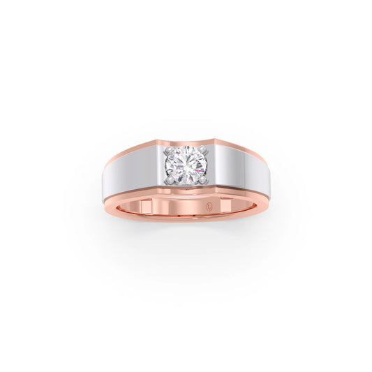 Men's Two-Tone Prong-Set Solitaire Band