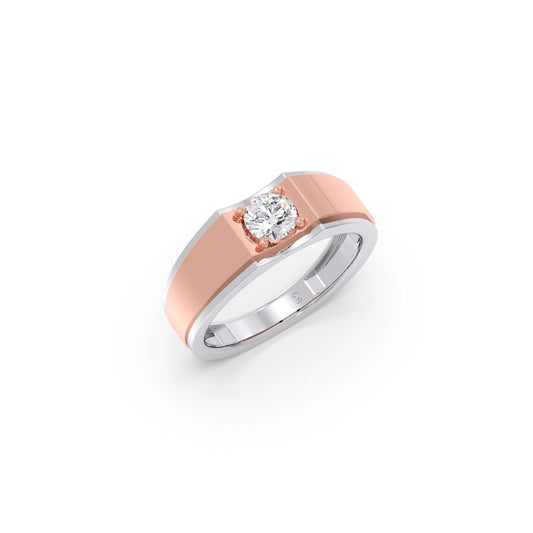 Men's Two-Tone Prong-Set Solitaire Band