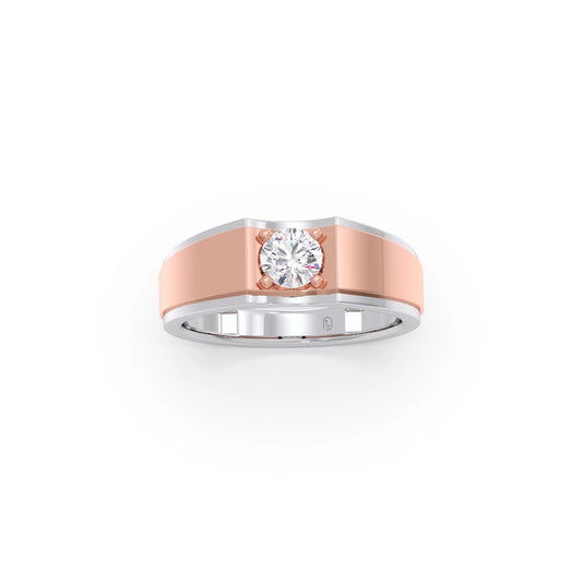 Men's Two-Tone Prong-Set Solitaire Band