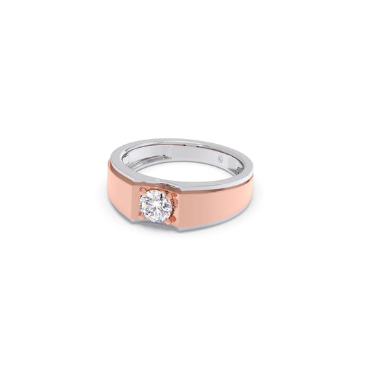 Men's Two-Tone Prong-Set Solitaire Band