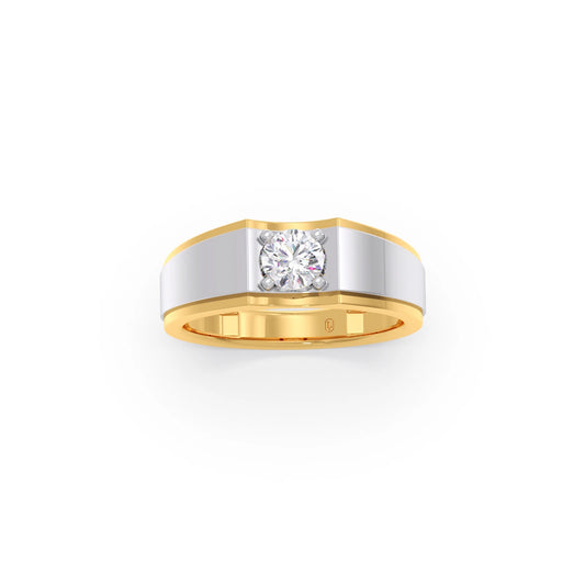 Men's Two-Tone Prong-Set Solitaire Band