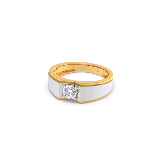 Men's Two-Tone Prong-Set Solitaire Band