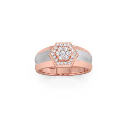 Men’s Two Tone Hexagonal Cluster Diamond Ring