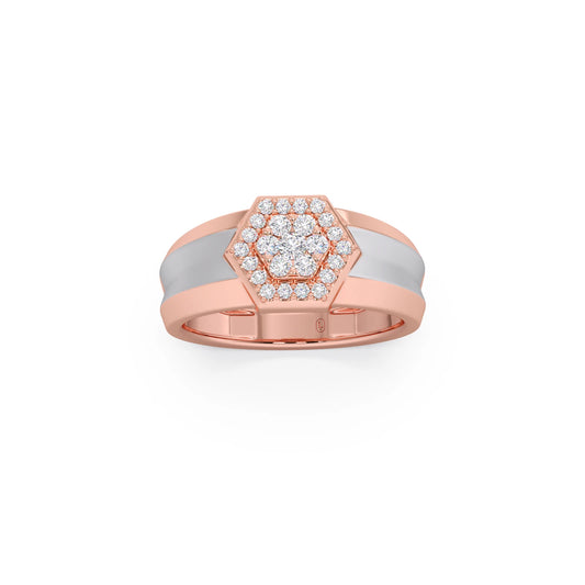 Men’s Two Tone Hexagonal Cluster Diamond Ring