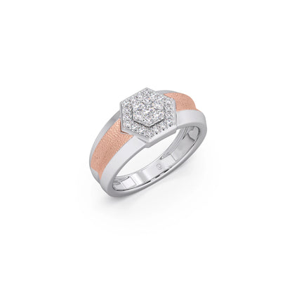 Men’s Two Tone Hexagonal Cluster Diamond Ring