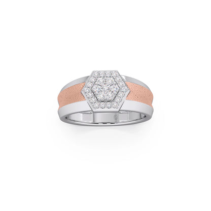 Men’s Two Tone Hexagonal Cluster Diamond Ring