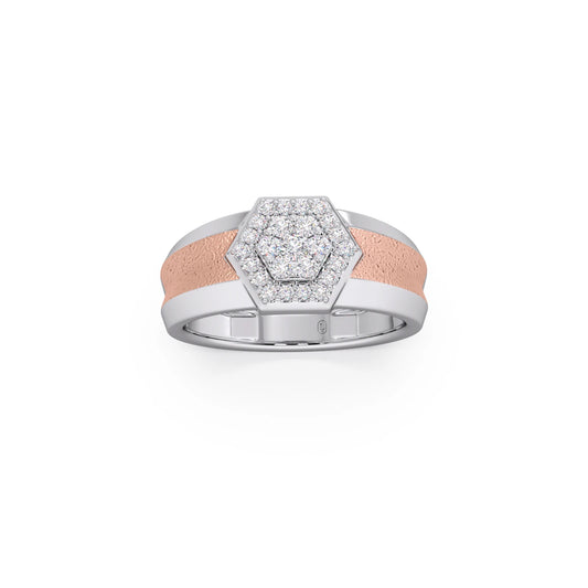 Men’s Two Tone Hexagonal Cluster Diamond Ring