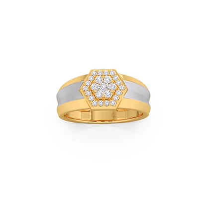 Men’s Two Tone Hexagonal Cluster Diamond Ring