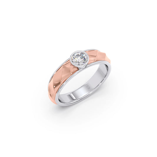 Mens Textured Solitaire  Ring