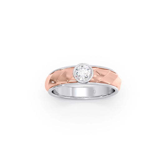 Mens Textured Solitaire  Ring