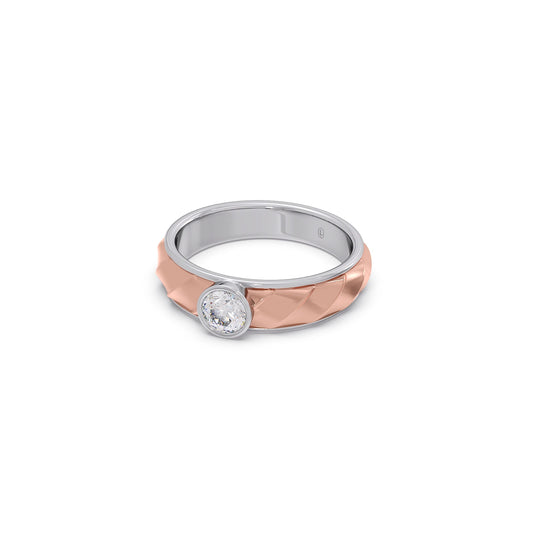 Mens Textured Solitaire  Ring