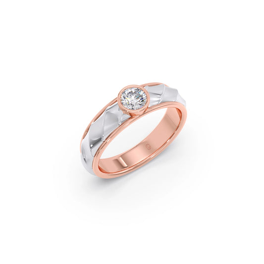 Mens Textured Solitaire  Ring