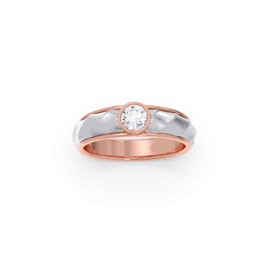 Mens Textured Solitaire  Ring