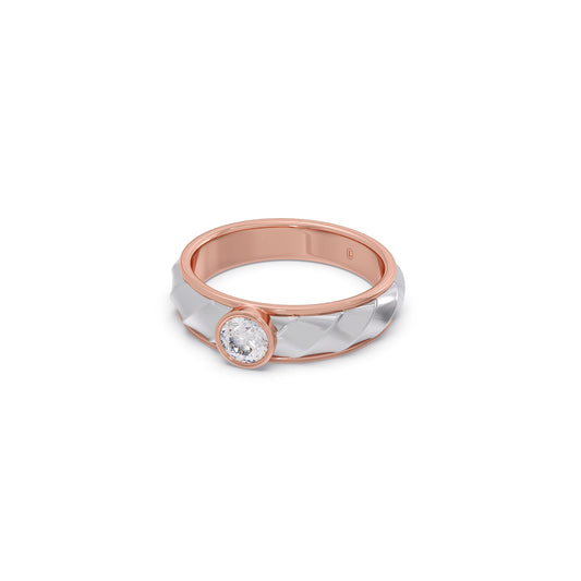Mens Textured Solitaire  Ring