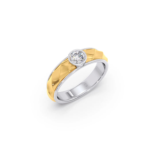 Mens Textured Solitaire  Ring