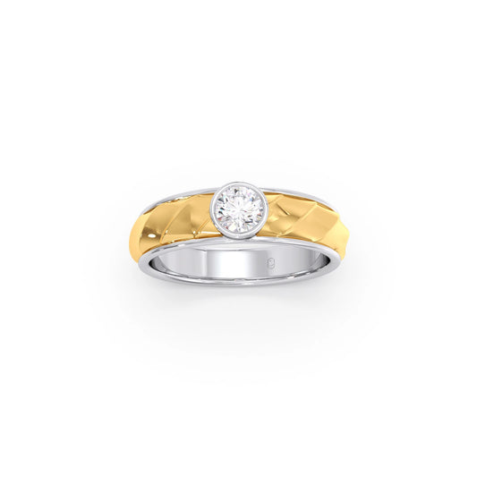 Mens Textured Solitaire  Ring
