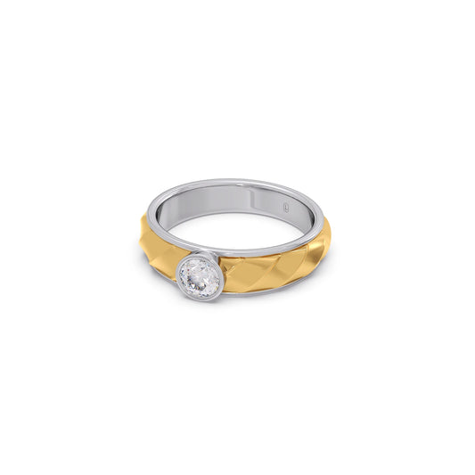 Mens Textured Solitaire  Ring
