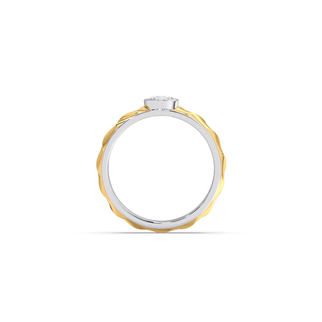 Mens Textured Solitaire  Ring