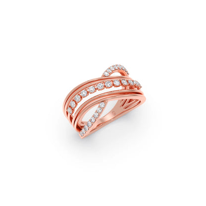 Multi-Row Crossover Diamond Ring