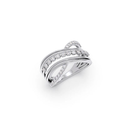 Multi-Row Crossover Diamond Ring