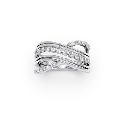 Multi-Row Crossover Diamond Ring