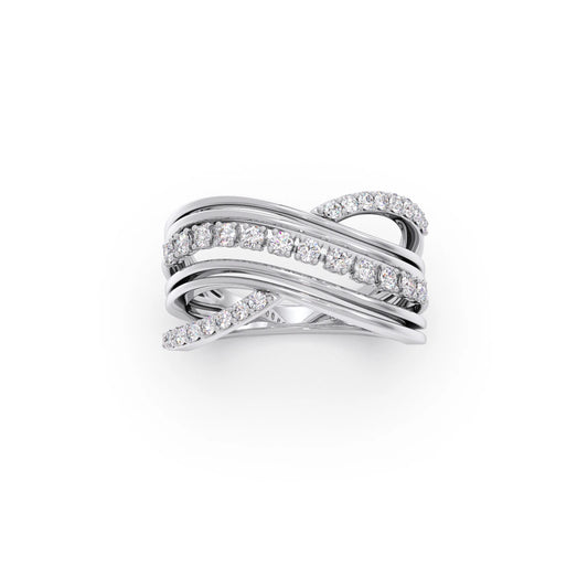 Multi-Row Crossover Diamond Ring