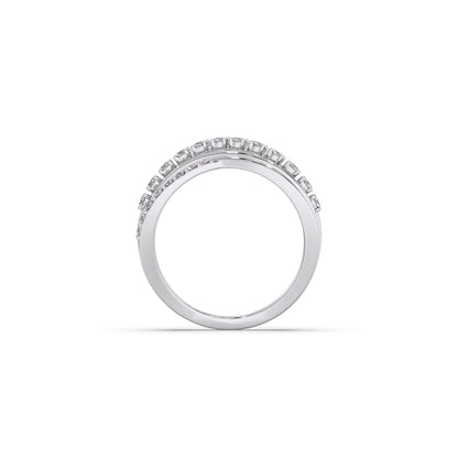 Multi-Row Crossover Diamond Ring