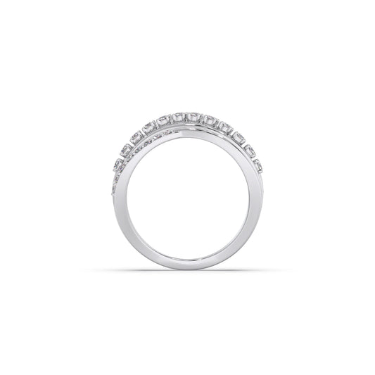 Multi-Row Crossover Diamond Ring