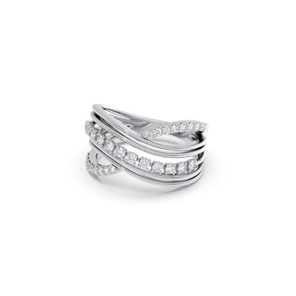Multi-Row Crossover Diamond Ring