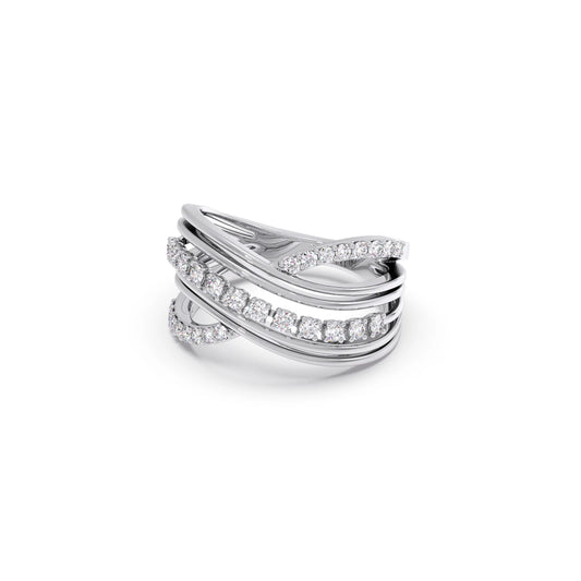 Multi-Row Crossover Diamond Ring