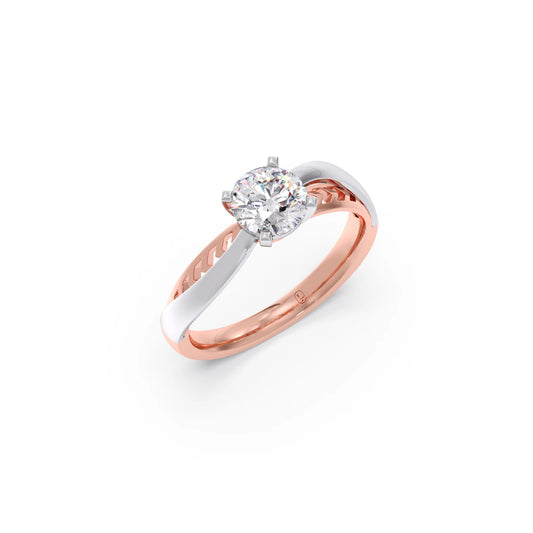 Twist Shank Solitaire Two Tone Engagement Ring